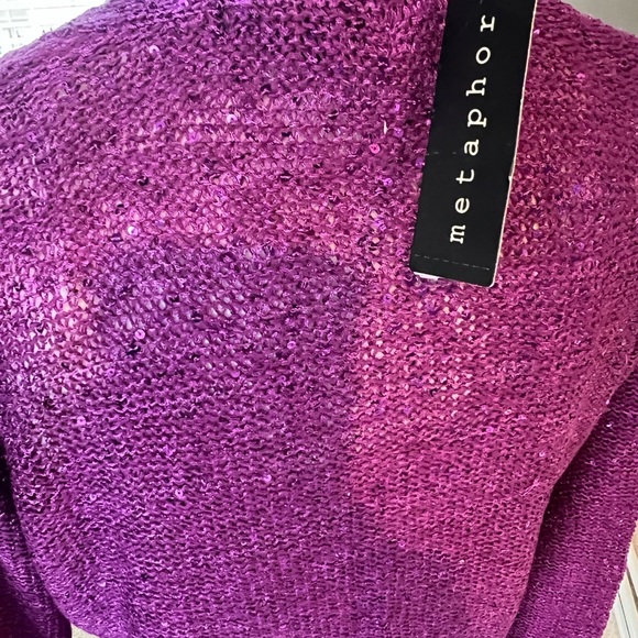 NWT Sparkly Sequined Purple Metaphor Open Front Sweater Size Small - Picture 8 of 8